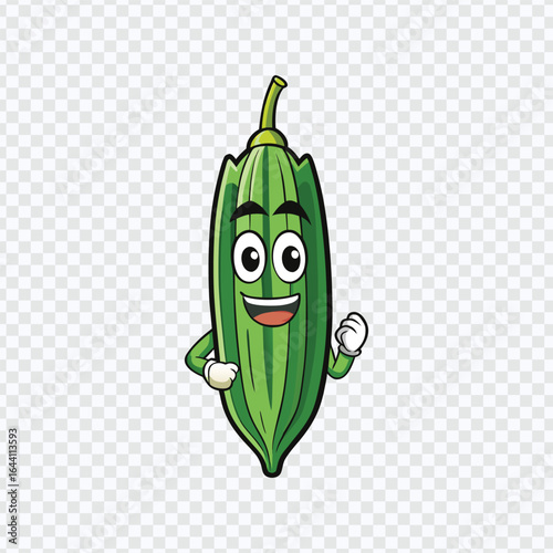 Cartoon Zucchini Character with Happy Expression