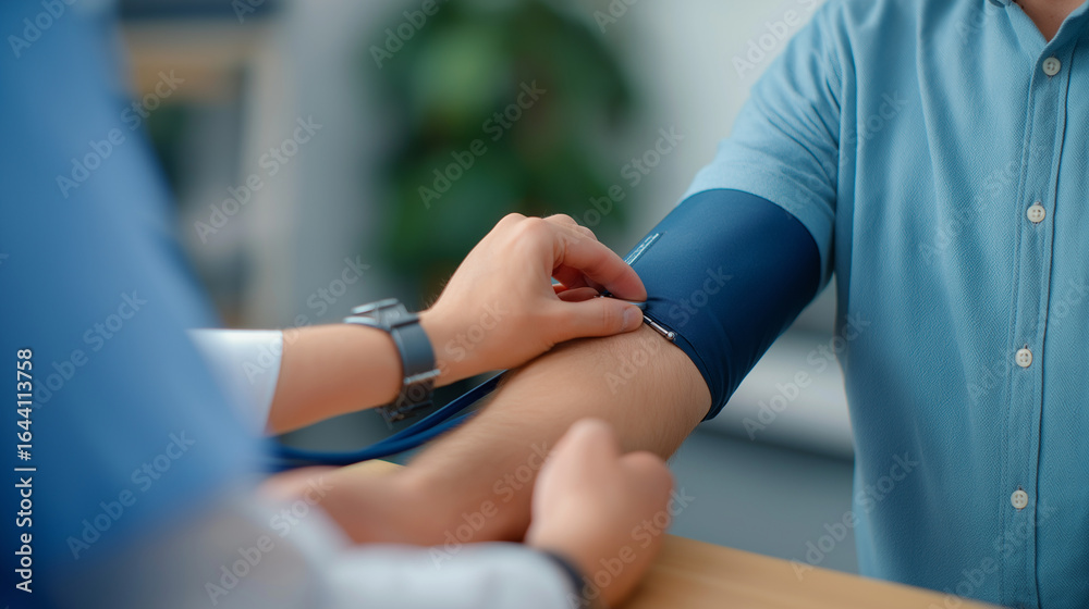 Obraz premium Routine Health Check-Up with Blood Pressure Monitoring