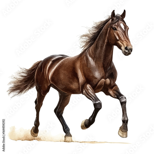 Horse, watercolor clipart vector, isolated on a white background.
