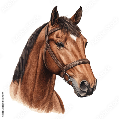 Horse, watercolor drawing vector, isolated on a white background.