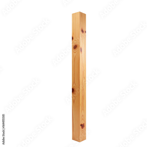 Minimalist wooden deck railing post, design concept, isolated
