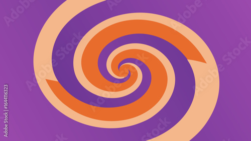 Psychedelic Swirl Pattern with Purple Orange and Peach Bands abstract spiral