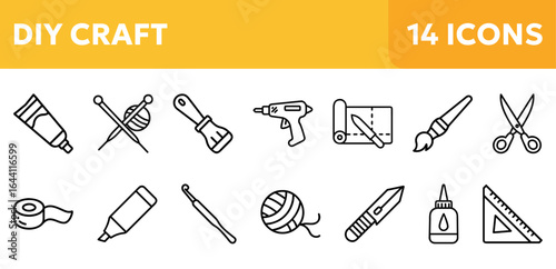 DIY craft tools icon set  perfect for crafting tutorials, websites, and creative projects