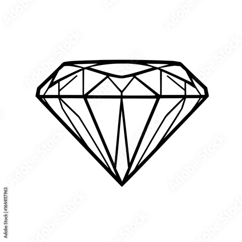 Shiny faceted brilliant cut diamond gemstone on a clean white background