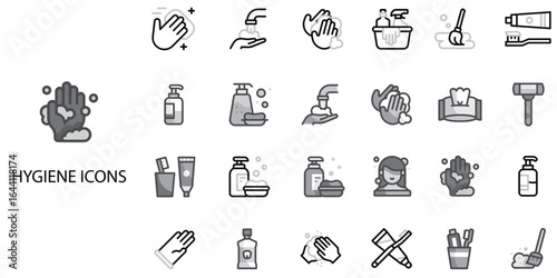 Hygiene simple concept 24 color icons set .Vector illustration.