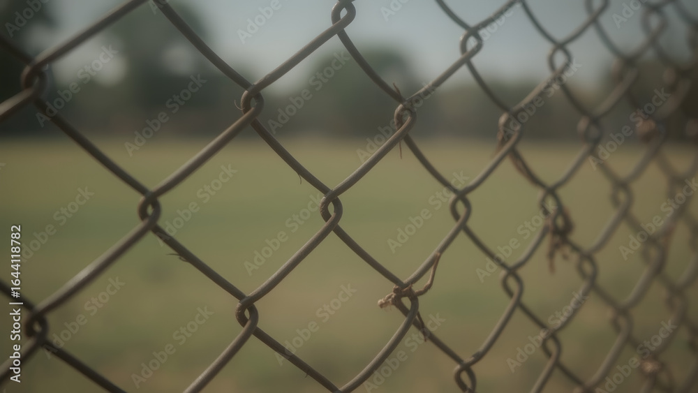 Fototapeta premium Ultra-detailed Realistic Texture of a Rustic and Weathered Chain Link Fence, with Shallow Depth of Field and a Soft, Blurred Background.