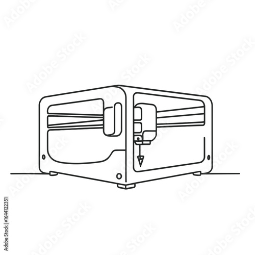 Toaster oven drawing in line art with black and white colors for cooking mood