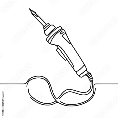 Soldering iron in sketch style in black and white for electronics work