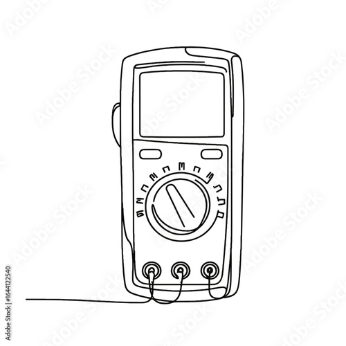 Digital multimeter sketch in black and white for electrical measurements