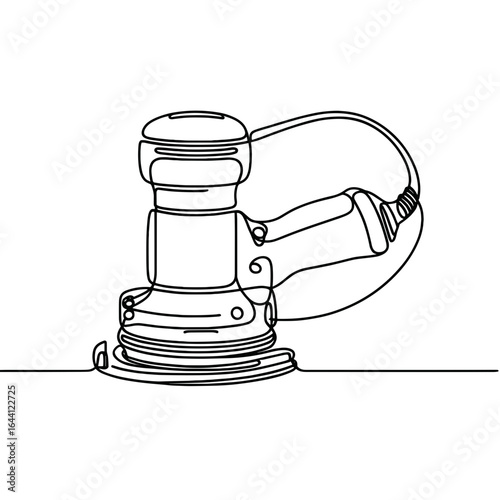 Handheld sander sketch in black and white for woodworking