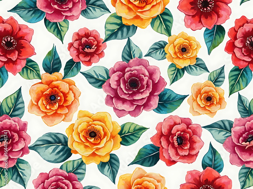 Watercolor Rose Seamless Floral Pattern