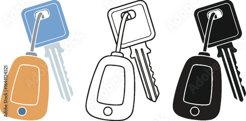 Find your lost keys cartoon car keys set vector illustration