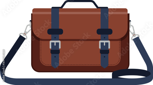 Brown leather satchel bag vector illustration stock image