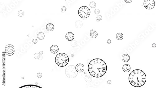 Seamless pattern with clocks turning backward flashback concept background
