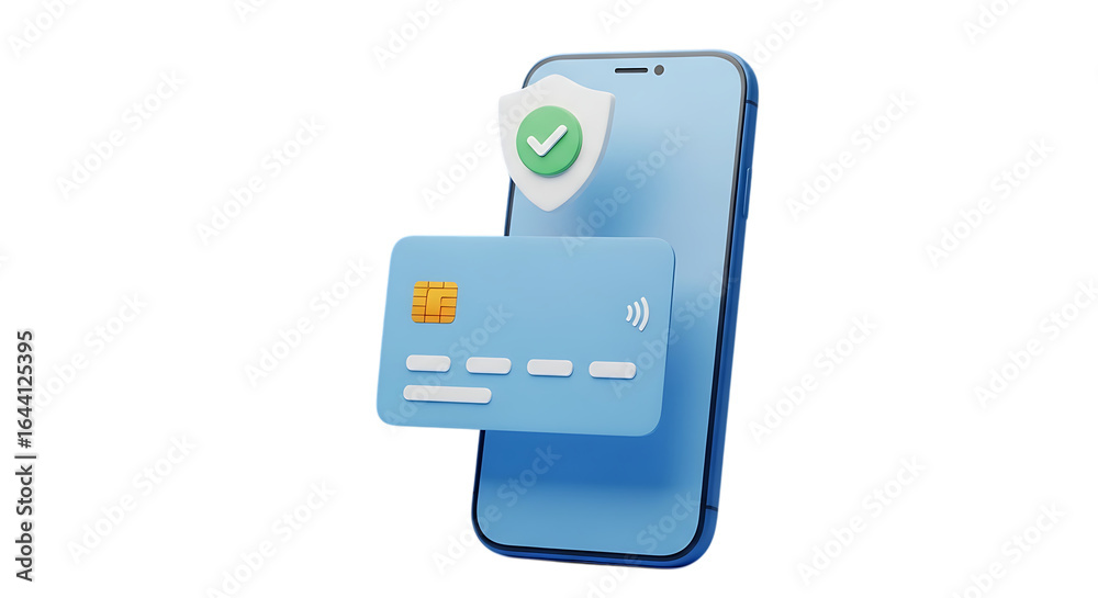 Secure mobile payment with credit card and smartphone showing digital protection concept Secure mobile payment with credit card and smartphone showing digital protection concept