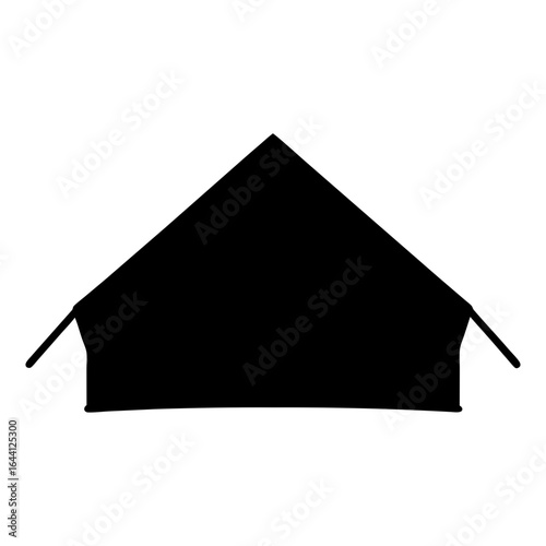 Silhouette of a classic Aframe camping tent, simple and clean illustration