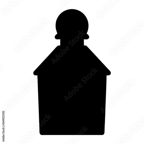 Stylized silhouette of a container with a spherical top design element