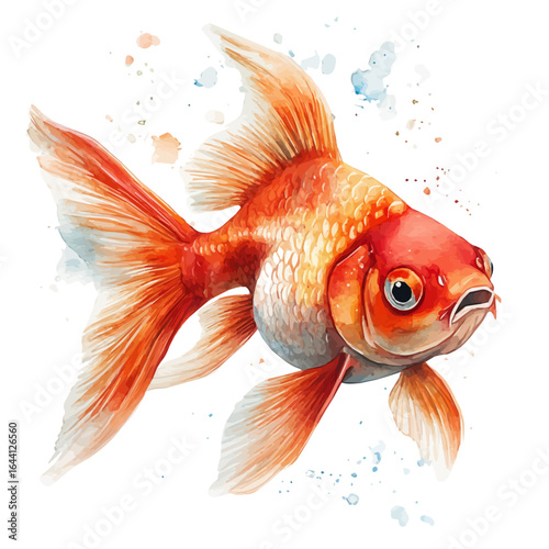 Goldfish, watercolor painting vector, isolated on a white background.