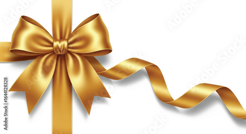 Golden Ribbon: This image showcases a beautifully crafted gold ribbon bow, a symbol of elegance and festivity, perfect for various design needs.