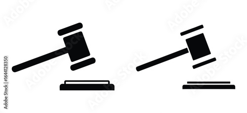 Vector art of gavel and sound block isolated on white background representing justice, law, and authority in legal proceedings, auctions, and decisionmaking, symbolizing order and judgment