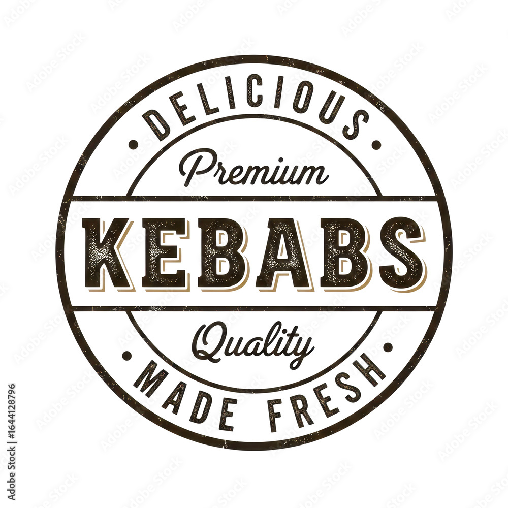 Fototapeta premium Premium kebab label, delicious food sign isolated on White Background