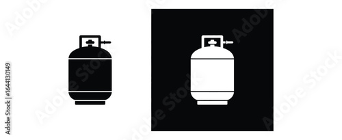 Vector art of propane gas tank icons isolated on white background, depicting fuel storage and portable energy solutions for grilling, camping, and heating needs in a simple graphic design