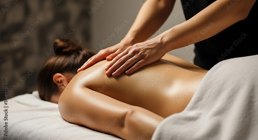 Obraz premium Photo of woman receiving a back massage in a spa salon