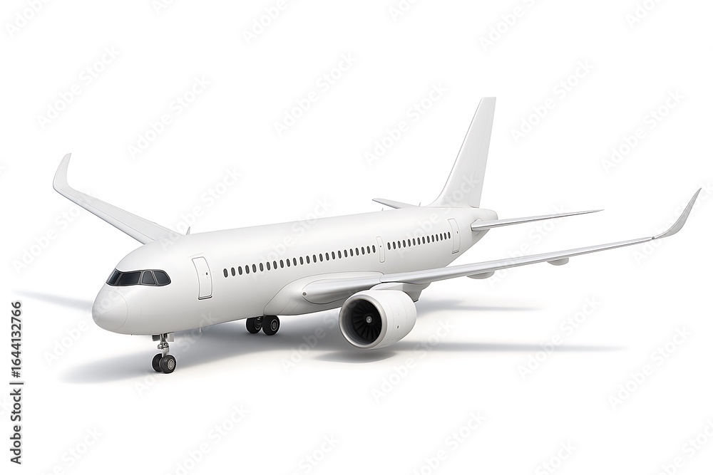 Obraz premium White airplane aviation travel jet commercial aircraft transportation flight plane design isolated view on transparent background