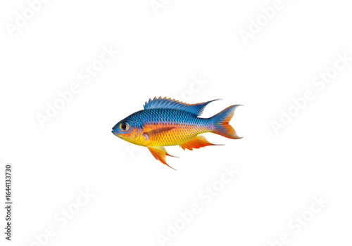 Blue and orange tropical fish png on transparent background