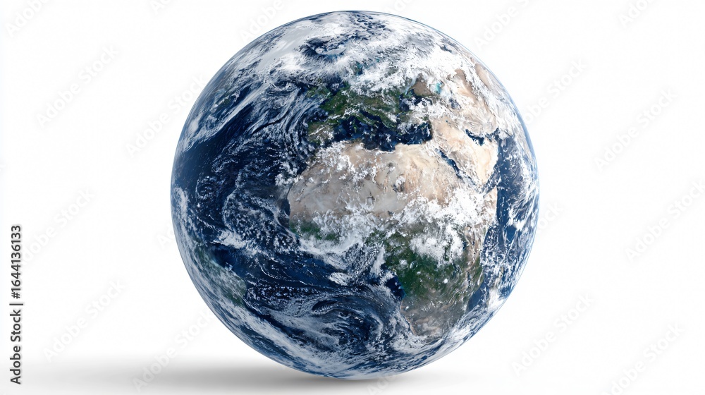 Fototapeta premium Blue Planet Earth Isolated on White Background - Professional Stock Photo