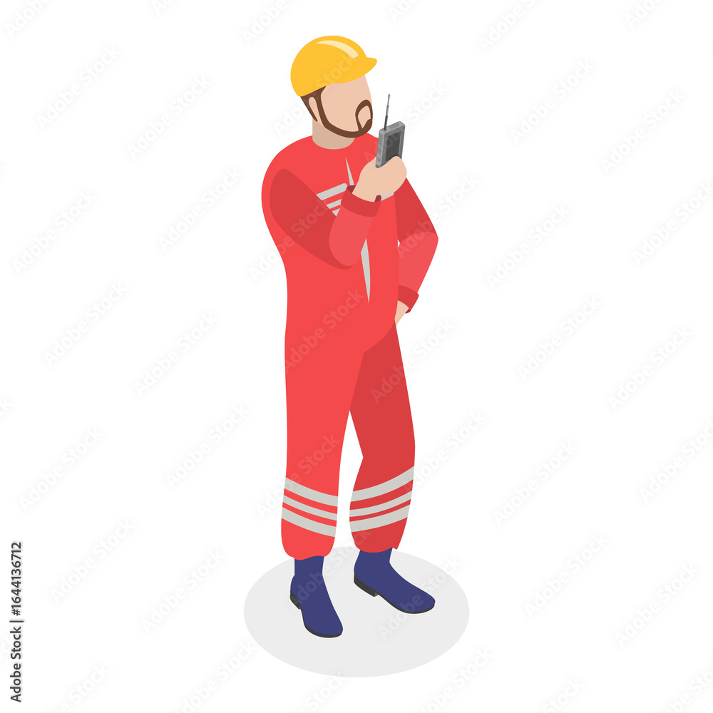 Fototapeta premium 3D Isometric Flat Set of Maritime Professions. Item 5
