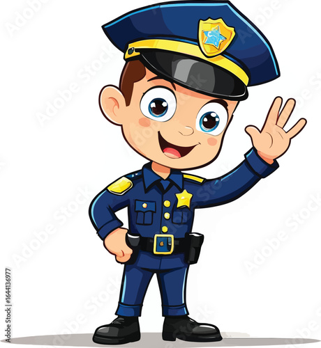 Friendly Cartoon Police Officer Illustration For Childrens Books And Educational Materials Promoting Community Safety And Positive Role Models