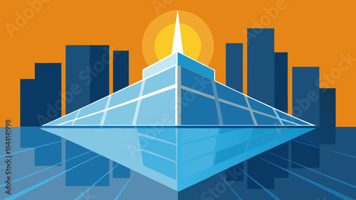 sunlight reflecting off mirrored rooftop of skyscraper