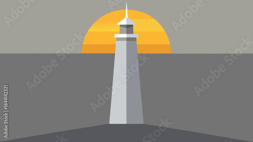 tall silver tower backlit by glowing morning sky