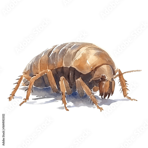 watercolor of Flea, vector, isolated on a white background.