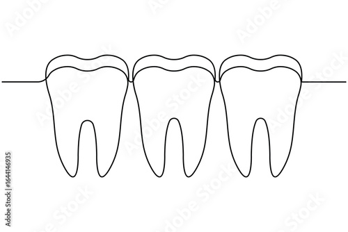 Tooth and teeth continuous one line drawing minimalist smile healthy dental  vector illustration