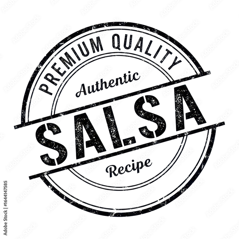 Fototapeta premium Premium quality authentic salsa recipe stamp isolated on White Background