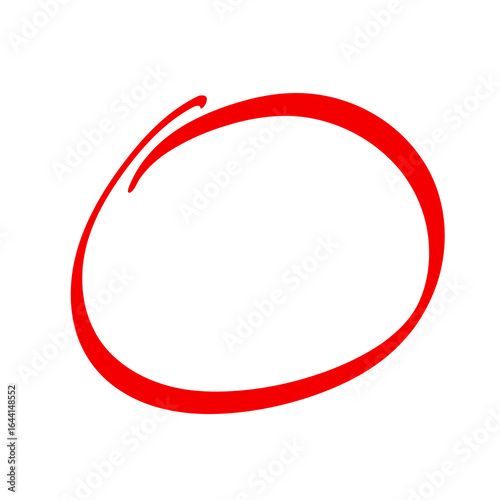 hand drawn round red marker highlighter on transparent background.
