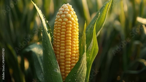 an ear of corn with water droplets on it, corn cub, created with generative ai