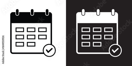 Calendar icons collection in black and white line versions. Calendar check vector icons collection graphic designs for UI designs.