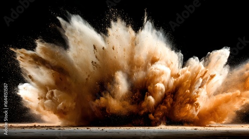 Powerful explosion of earth and sand.