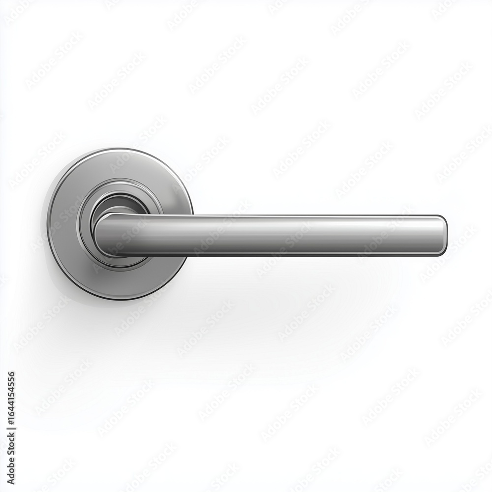 A sleek stainless steel door handle mounted on a white door emphasizes simplicity and elegance A sleek stainless steel door handle mounted on a white door emphasizes simplicity and elegance