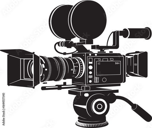 Professional Film Camera Silhouette Vector Illustration for Filmmaking and Video Production
