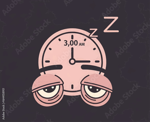 Tired Face with Clock Head Showing Sleep Deprivation