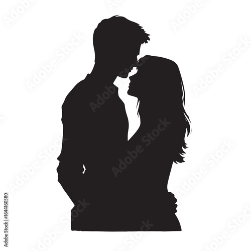 Couple standing together silhouette