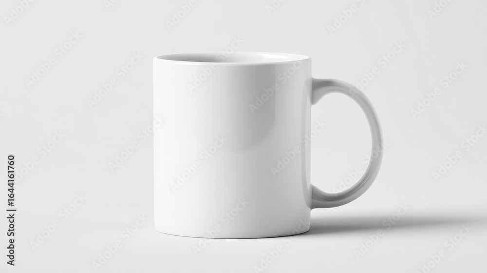 Fototapeta premium Minimalist White Coffee Mug Mockup on Isolated White Background