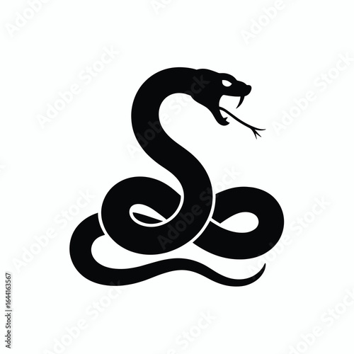 A single vector silhouette of a Snake Coiled, designed in a dark, elegant, or eerie style 