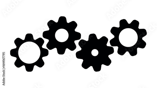 Circle cog black for mechanization icon, gear wheel icon, black gears on white background, simple circle cog shape for engineering mechanism, progress concept, wheel icon vector illustration
