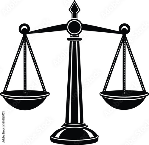 Illustration of a balanced scale representing justice and law a symbol of legal fairness and equality in court