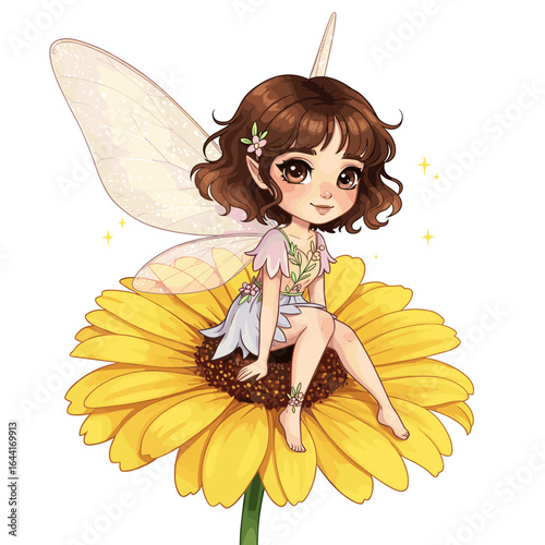 Cute fairy illustration on a white background